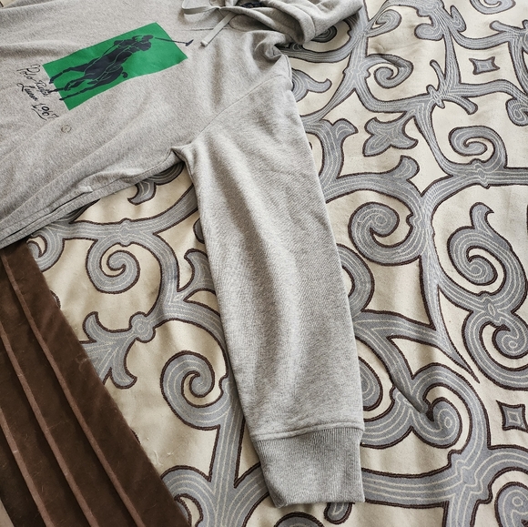 SOLD!!! POLO RALPH LAUREN Grey Sweatshirt / Hoodie 67 Multi-Color Logo Sz Large - Picture 3 of 8